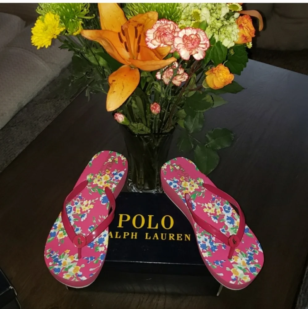 New Ralph Lauren Borolla Wedge Flip Flop Size 6 Big Girls Women's 7.5 - Picture 2 of 4